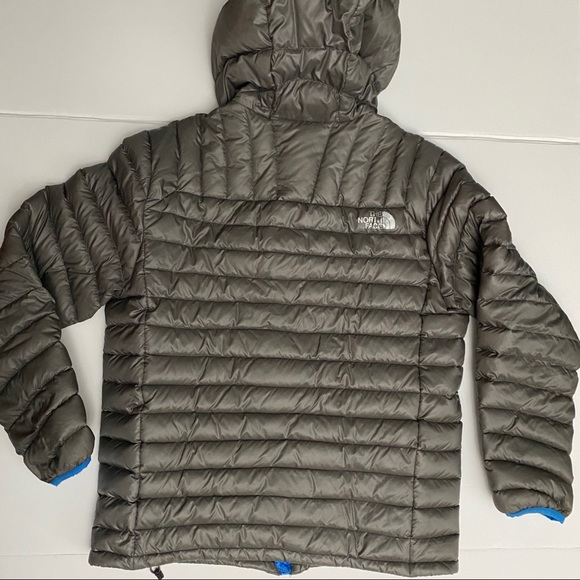 North Face Puffer Hooded Jacket Grey Blue - Picture 5 of 7